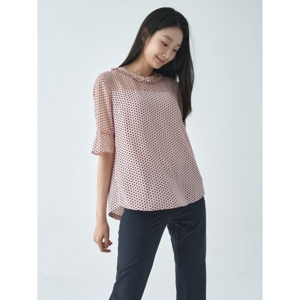 [ジセン] ドットフリルカラーブラウス LFWSO413_PK