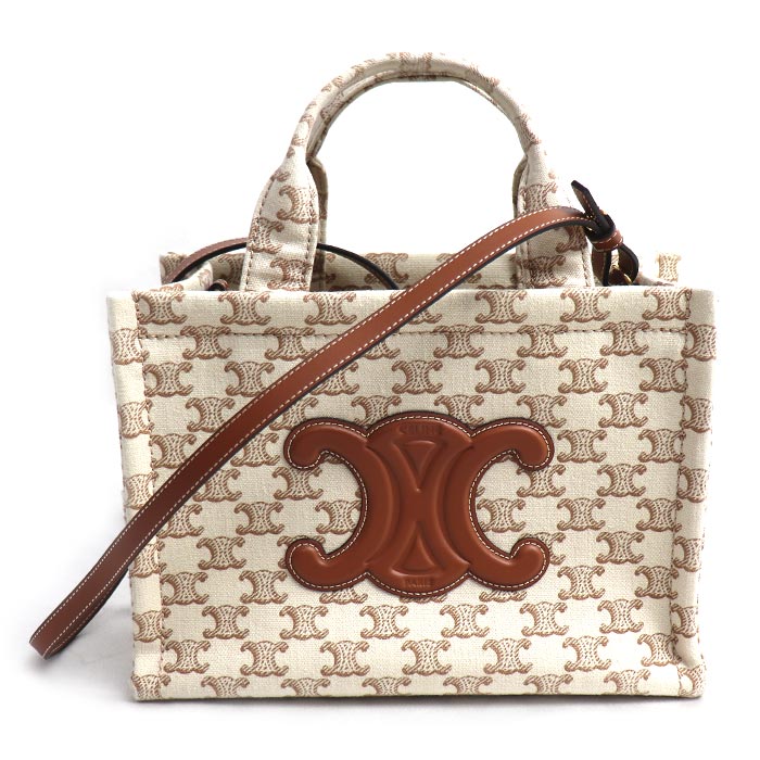 CELINE セリーヌ トリオンフ スモール カバ タイス 2Wayショルダーバッグ ベージュ/ブラウン 199162FRF.01BC レディース 中古