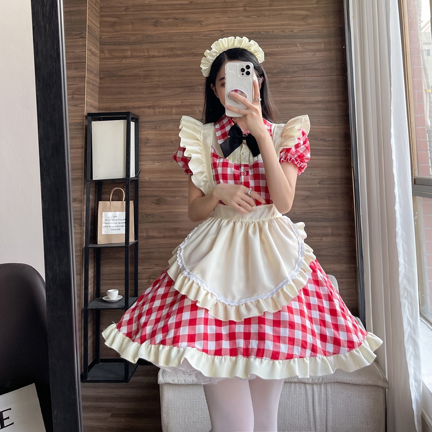 コスプレ レディース可愛いロリ30%までに制限ータメイド服セクシーコスプレメイド制服ワンピース黒赤ガーター大きめサイズドレス 韓国ファッション ハロウイン