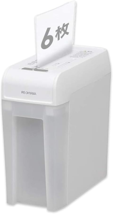 アイリスオーヤマ 静音シュレッダー 家庭用 細断枚数5枚 クロスカット 連続使用5分 CD/DVD/カード対応 ダストボックス8.8L A4/110枚収容 P5HCS ホワイト 6,777円