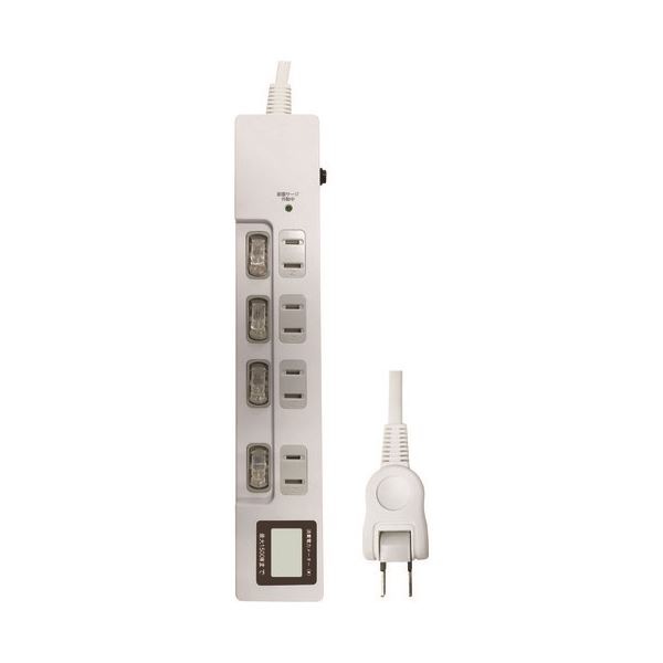 ワットメーター節電タップ4個口 HDTAC4WMWH