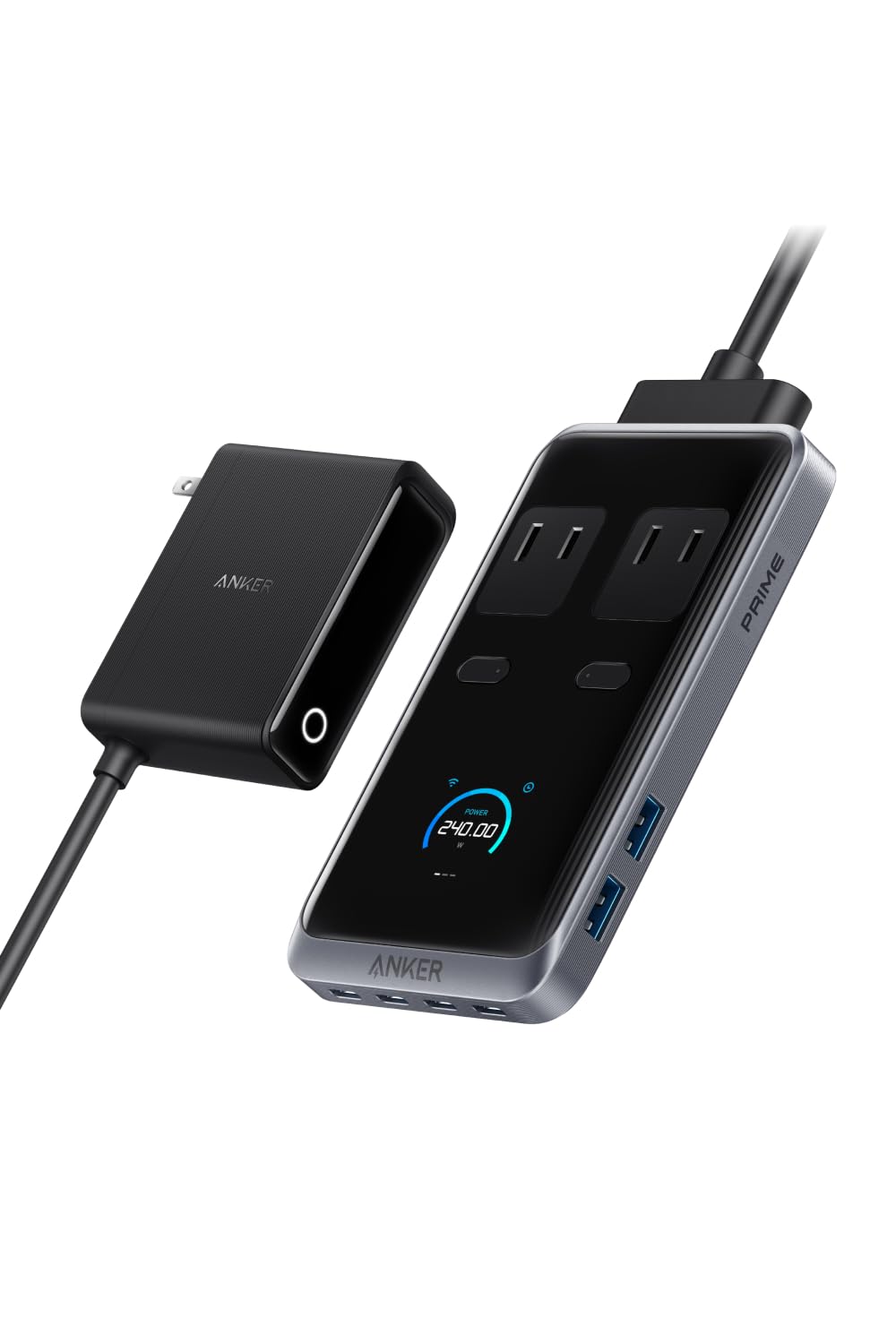 Anker Prime Charging Station (8-in-1, 240W) 【据え置き型/独自技術Anker GaNPrime採用/コンセント差込口 2口 / USB-C 4ポート / U