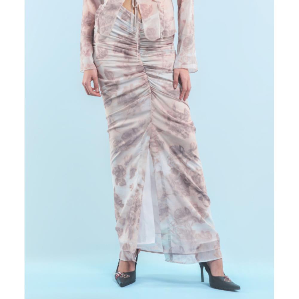 2000Archives RUCHED MAXI SKIRT FLOWER 2A24HSSK01PK