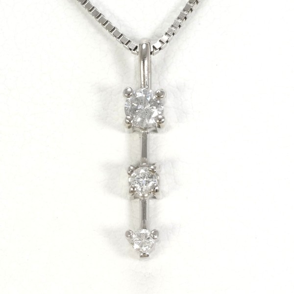 K18 18金 WG ホワイトゴールド K14WG ネックレス ダイヤ 0.20 ジュエリー 中古