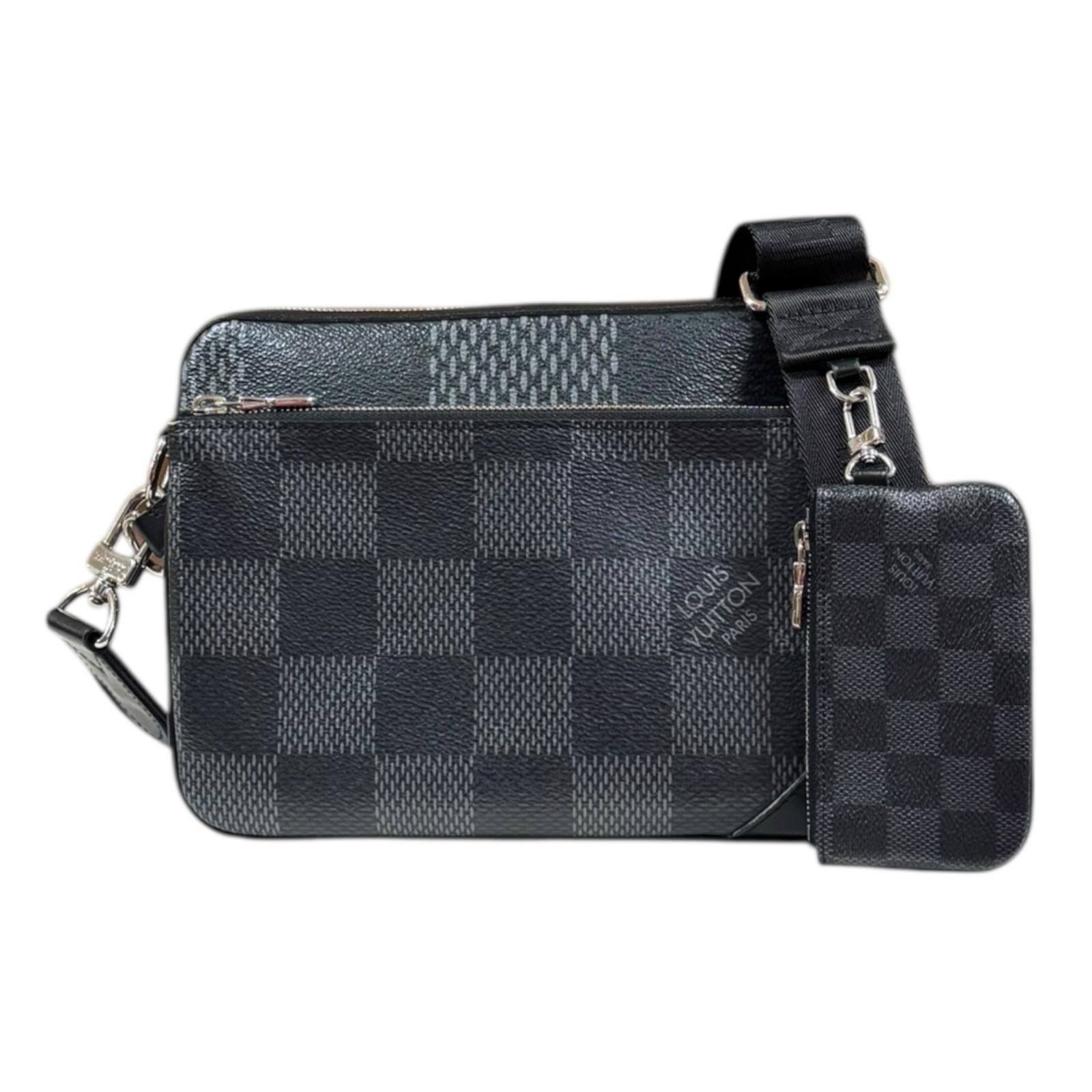 ルイヴィトン トリオメッセンジャー ダミエグラフィット3D ショルダーバッグ PVC N50017 ブラック LOUIS VUITTON 中古