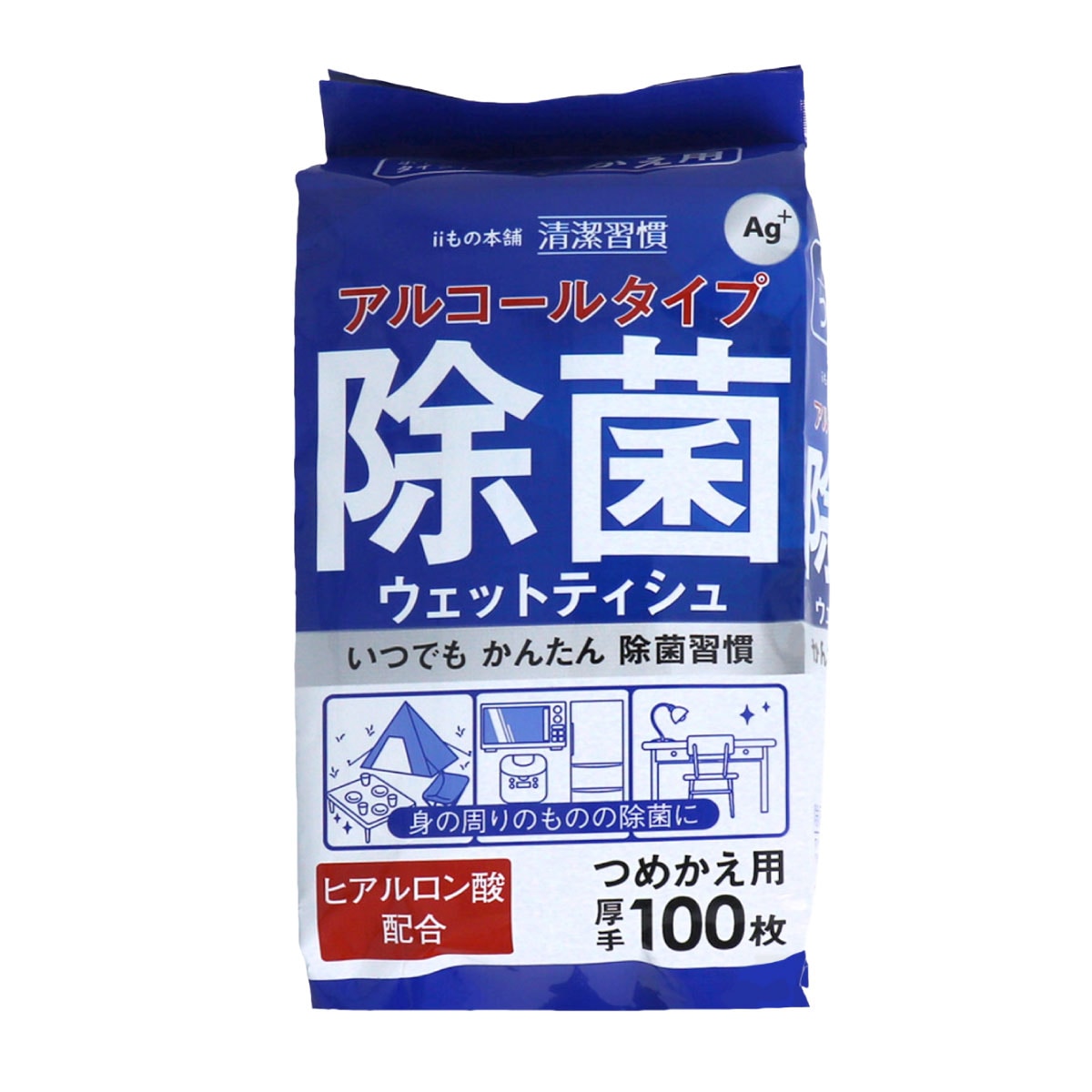 iiもの本舗 アルコールタイプ 除菌ウェットティッシュ ボトルタイプ詰替用 100枚入り X36パック