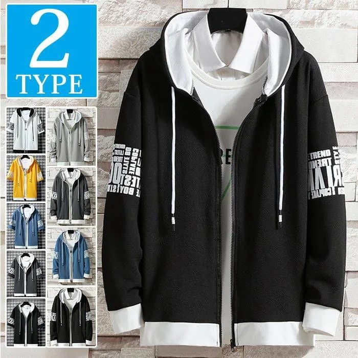 【20点セット】【送料無料】パーカー 切り替え 半袖パーカー ジップアップ メンズ パーカ トップス プリント 肌触り フード付き