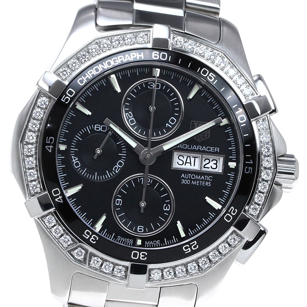 タグホイヤー TAG HEUER CAF2014 アクアレーサー ダイヤベゼル クロノグラフ 自動巻き メンズ 良品 保証書付き_821915【中古】