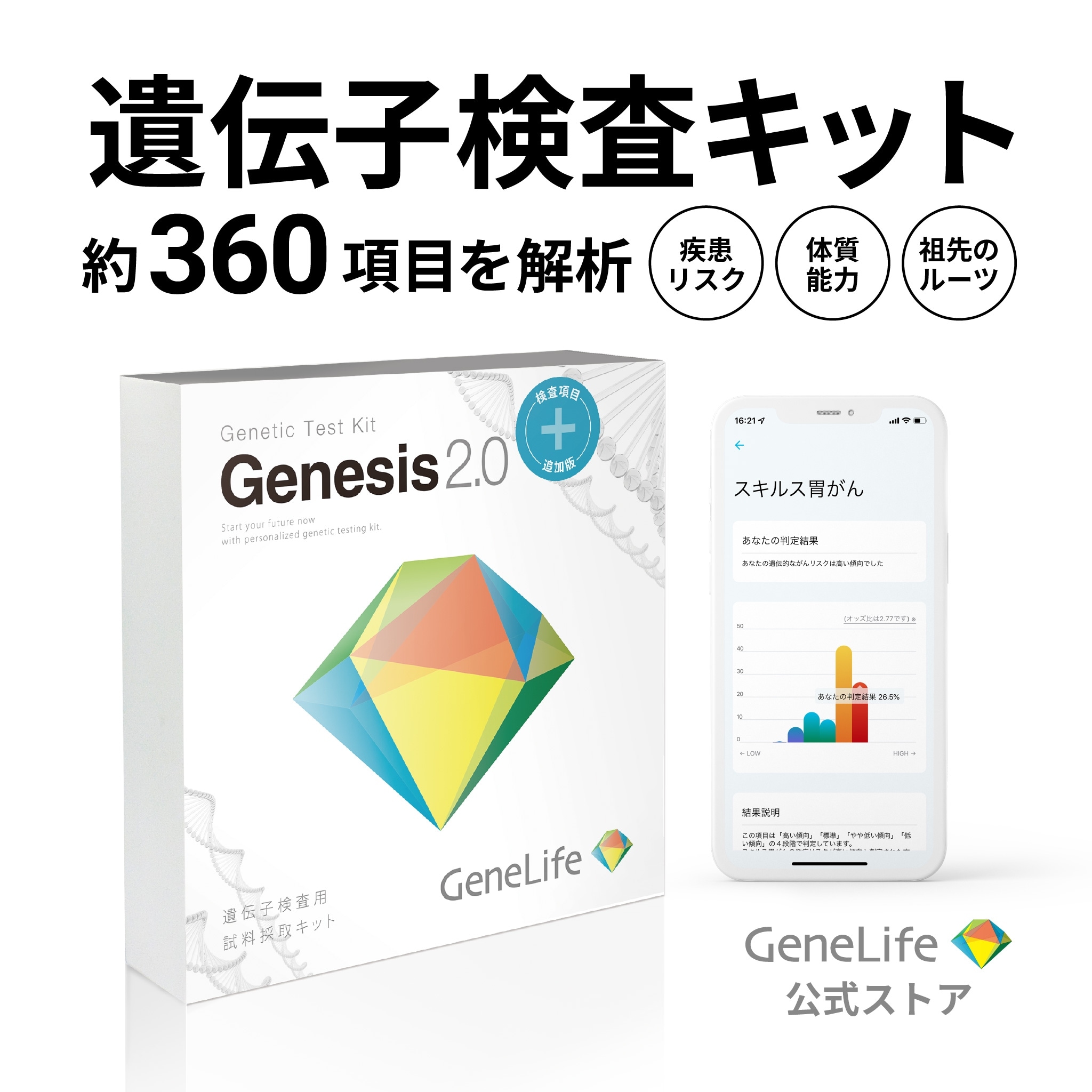 遺伝子検査用キット360項目＋10項目 Qoo10] ジーンライフ GeneLife人気No1 総合遺伝子検