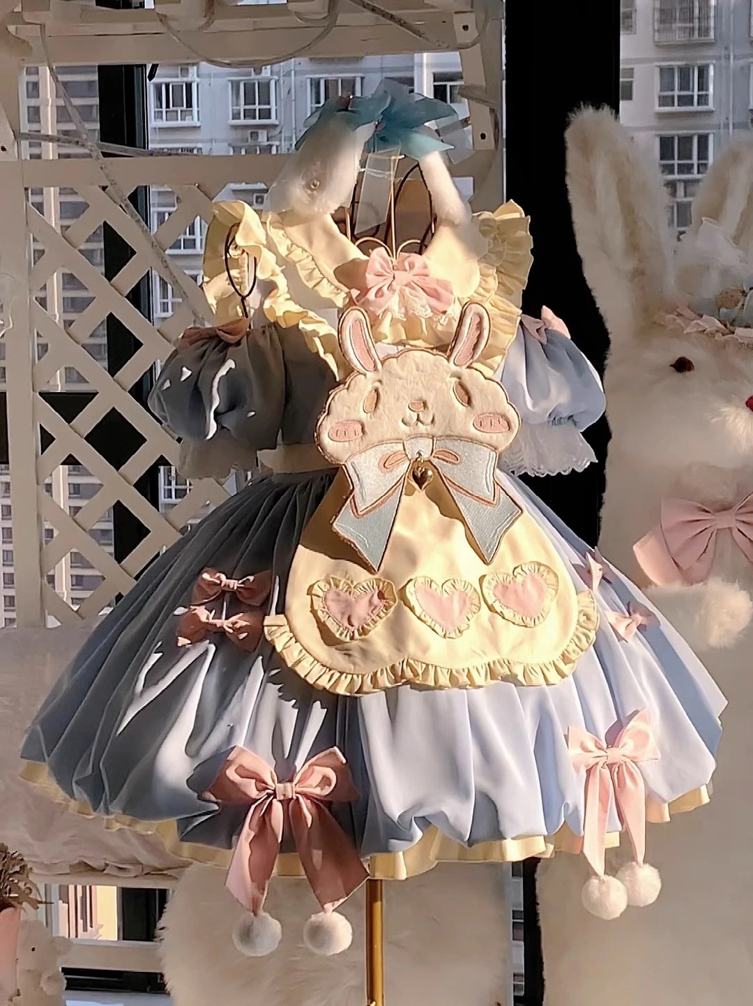 【激安本日限定】ロリータ ワンピースブルーキュートバニーロリータドレスopドレスロリータキュートソフトガールプリンセスドレス 9,629円