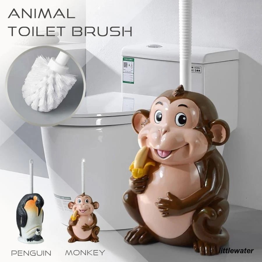 トイレブラシ ペンギンorお猿さん 動物 ブラッシング ブラシタイプ ドーム型 トイレ 生活雑貨 インテリア コンパクト かわいい トイレブラシスタンド クリーナー