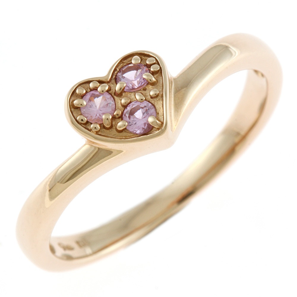 スタージュエリー STAR JEWELRY ハート ピンクゴールド リング指輪 10.5号 18金 K18ゴールド ピンクサファイア レディース 中古