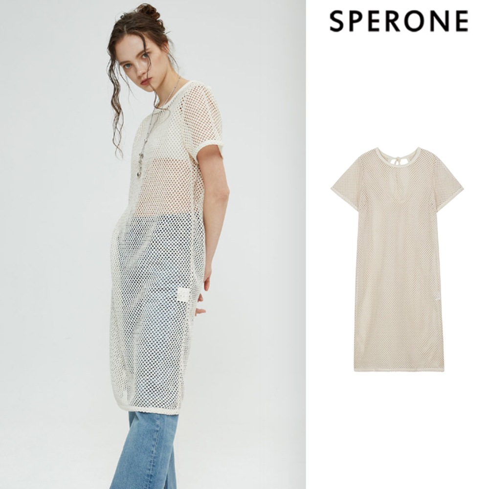 [SPERONE] Crochet Back Open One Piece