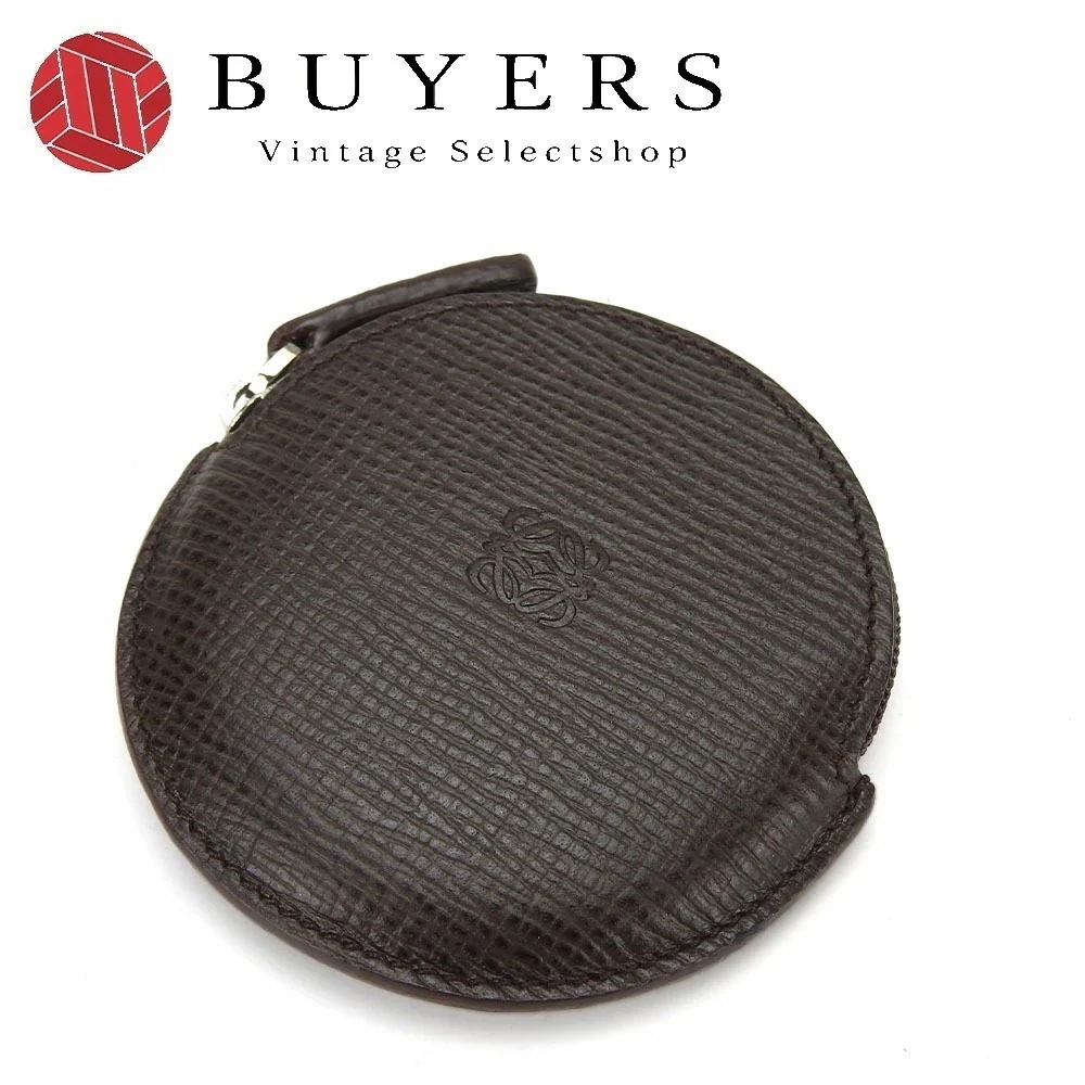 中古 コインケース レザー ブラウン シルバー金具 アナグラム 小物 ラウンド レディース メンズ