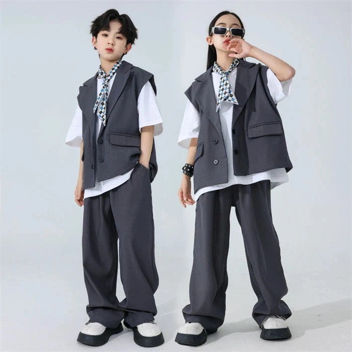 ダンス衣装 2点セット ベスト+パンツ ヒップホップ ステージ衣装 キッズ 女の子 男の子 ダンス衣装 セットアップ ジャズダン ダンス HIPHOP jazz ファッション カッコイイ 中国風 演出