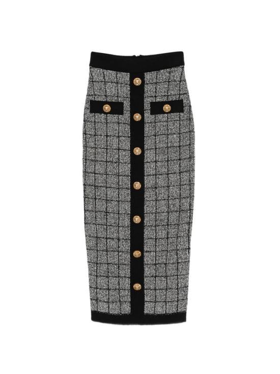 BALMAIN Women Mid Skirts GF1LD024 KJ48EER Black