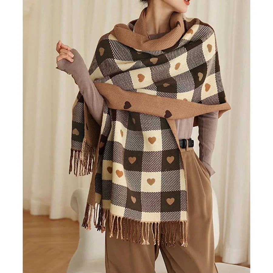 メガ割 新作チェック柄 マフラー 大判ストール 厚手