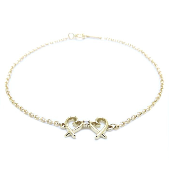 ダブルラビングハート ネックレス ダイヤモンド パロマピカソ K18YG イエローゴールド/294095【中古】