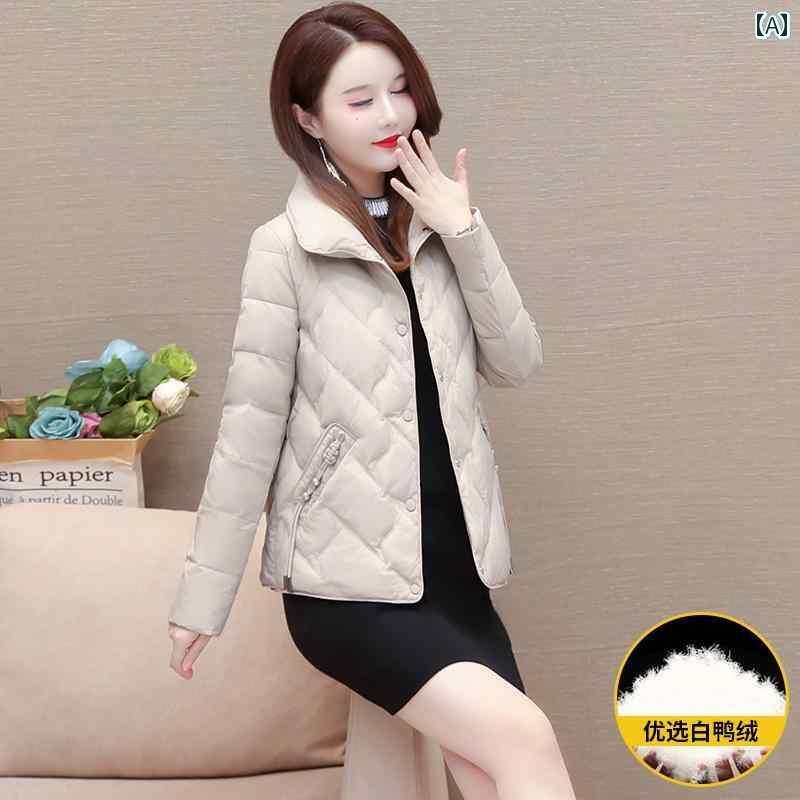 ジャケット ダウンジャケット レディース ショート ダウン 冬服 ママ フレッシュ スリム 暖かい ホワイトダックダウン