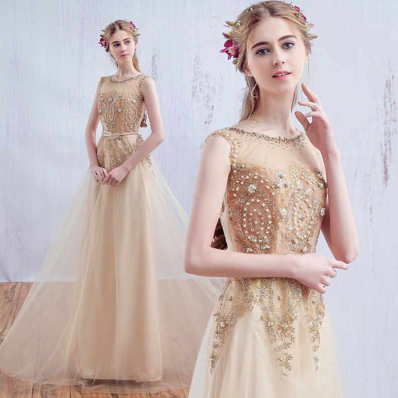 カラードレス ゴールド ロングドレス 安い サッシュベルト イブニングドレス コンサート 二次会 カクテルドレス フォーマル 花嫁 ウエディングドレス 結婚式 8,130円