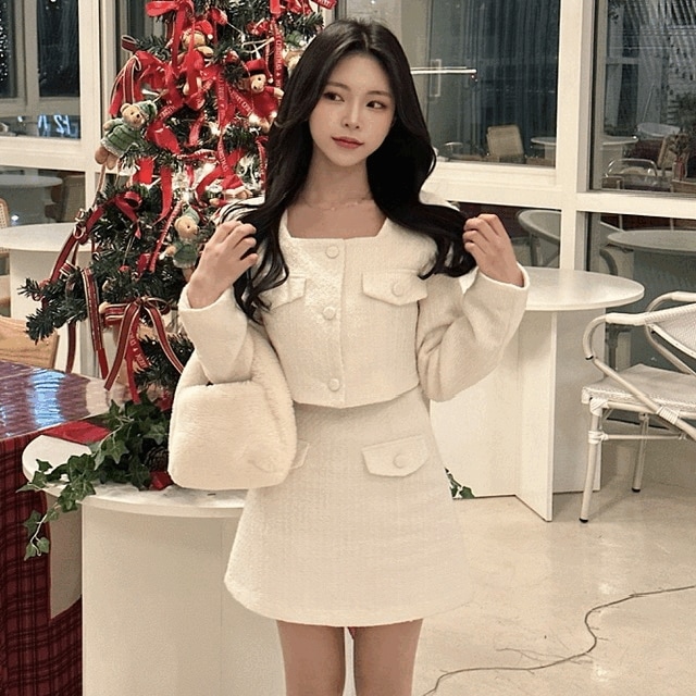 [ピンクアイ/肩パッド] エル ツイード セットアップ ジャケット