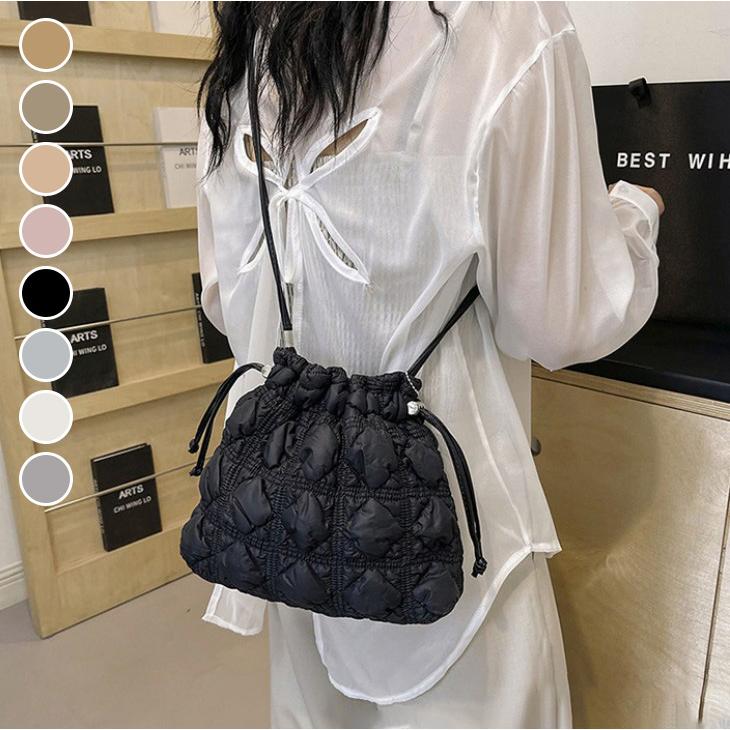 【期間限定】ショルダーバッグ キルティング 巾着 ハートチャーム かわいい 大人ガーリー お出かけ 2024秋冬新作【akb409-024】【予約販売：15-20日】宅込