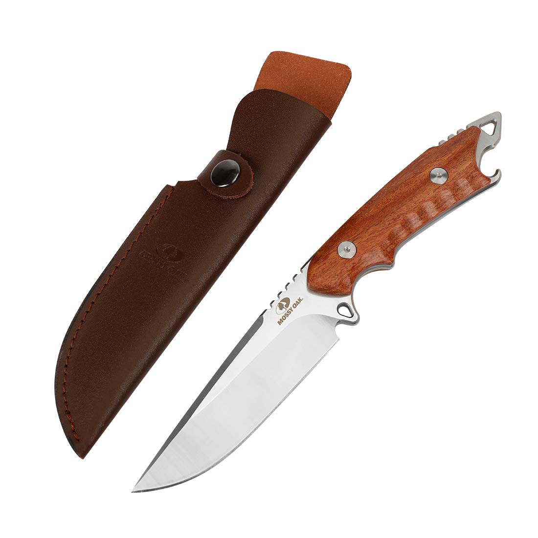 MOSSY OAK ナイフ シースナイフ フルタング構造 天然ウッドハンドル 高耐久 キャンプ サバイバル 釣り 薪割り アウトドアギア キャンピングナイフ 本革シース付属 5,207円