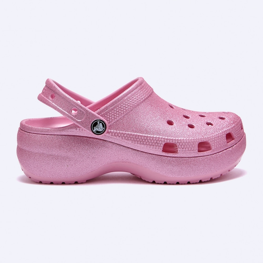 CROCS クラシックプラットフォームグリッタークロッグピンク/ 207241-6WY