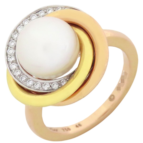 カルティエ Cartier リング 指輪 トリニティ パール ダイヤ パール ダイヤモンド K18YG K18PG K18WG イエローゴールドXピンクゴールドXホワイトゴールド #46(JP6) 3