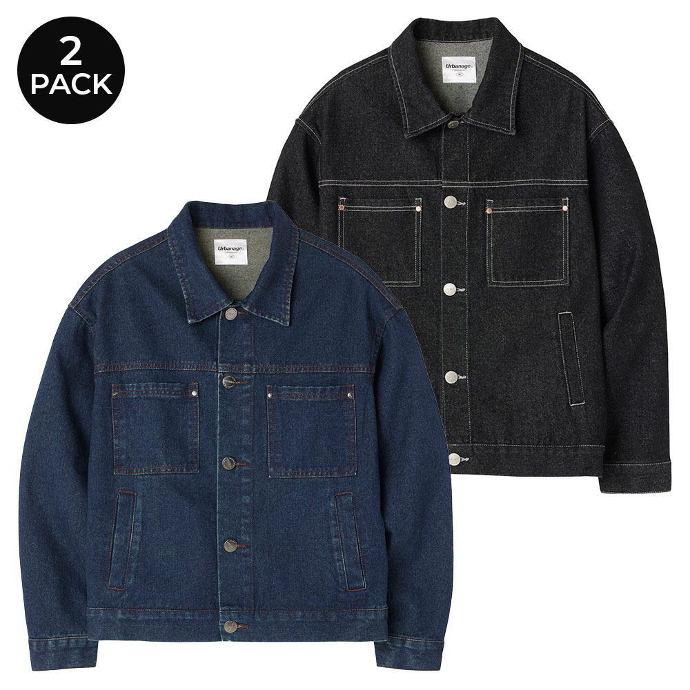[2PACK] Authentic Washing Denim Trucker Jacket (2COLOR)