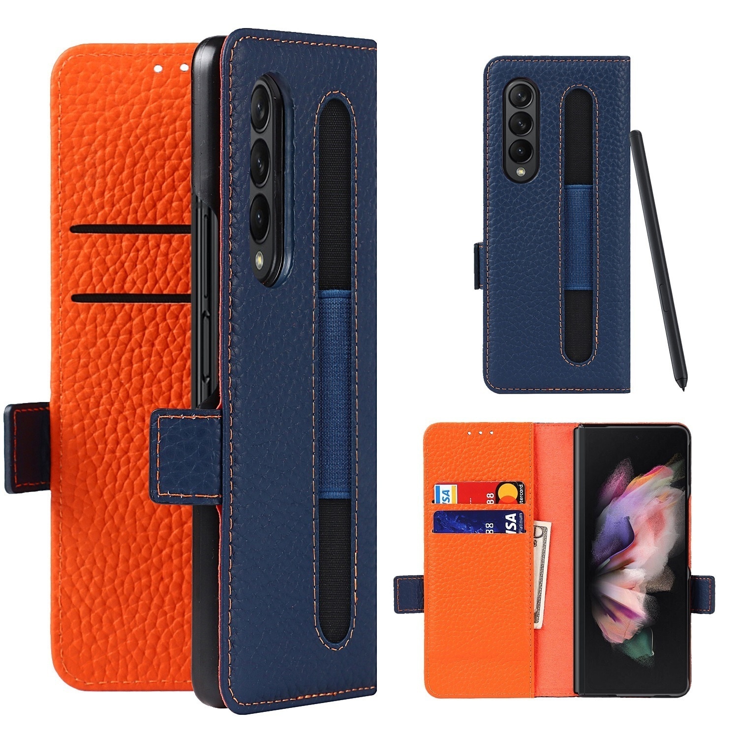 galaxy z fold3 5g sc-55b ケース 本革 手帳 カバー おしゃれ 高級感 革製 ゼット フォールド 3 5Gケース 保護 カバー スリム シンプル