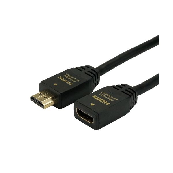 （まとめ）HORIC HDMI延長ケーブル 3m ブラック HDFM30-124BK(×5セット)