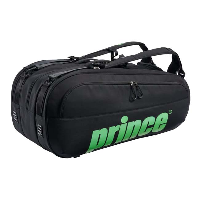 １２本収納 プリンス(Prince) 2025 TOUR TEAM ツアーチーム 12PK ラケットバッグ テニスバッグ TT500-240 ブラック×グリーン(25y5m)