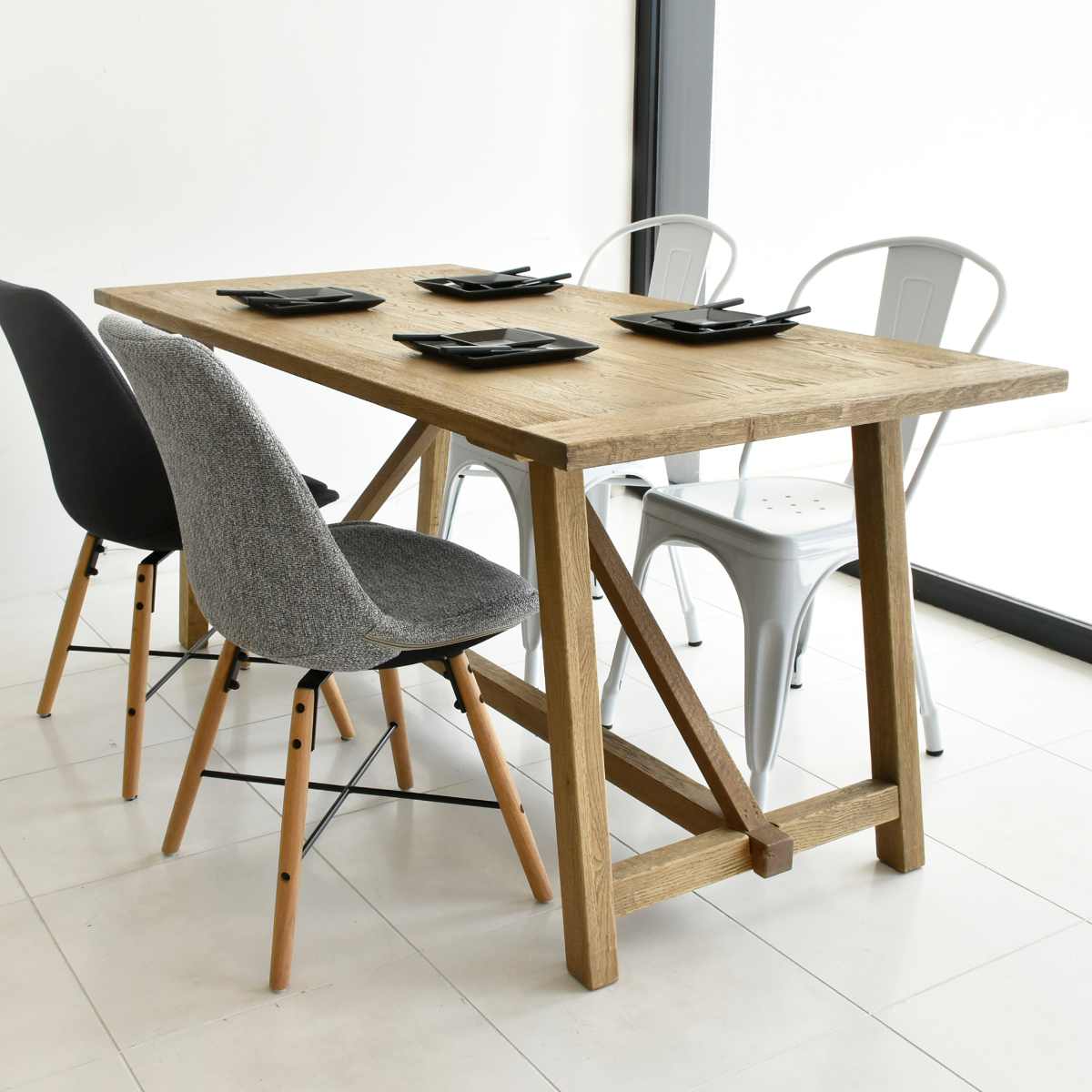 ダイニングテーブル 4人掛け 北欧 天然木 幅160cm テーブル 食卓 5人掛け オーク材 木製 オフィス ダイニング リビング ナチュラル モダン シンプル作業台 作業テーブル 開梱設置