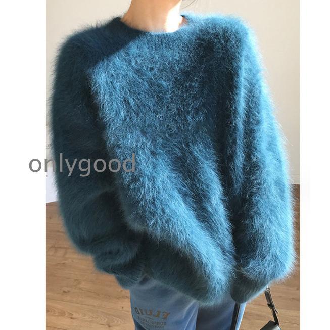 [惠子商店]新品入荷冬新作 秋冬 ニット セーター モヘア ゆるニット ふわふわ ゆったり 大きいサイズ 長袖 レディース トップス 韓国 ファッション ピンク冬新作 秋冬 ニット セーター モヘア