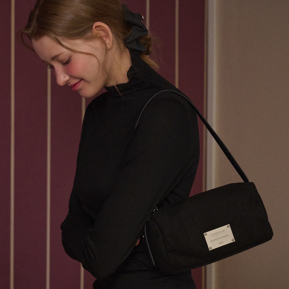 Square Eco Leather Bag [Suede Black]