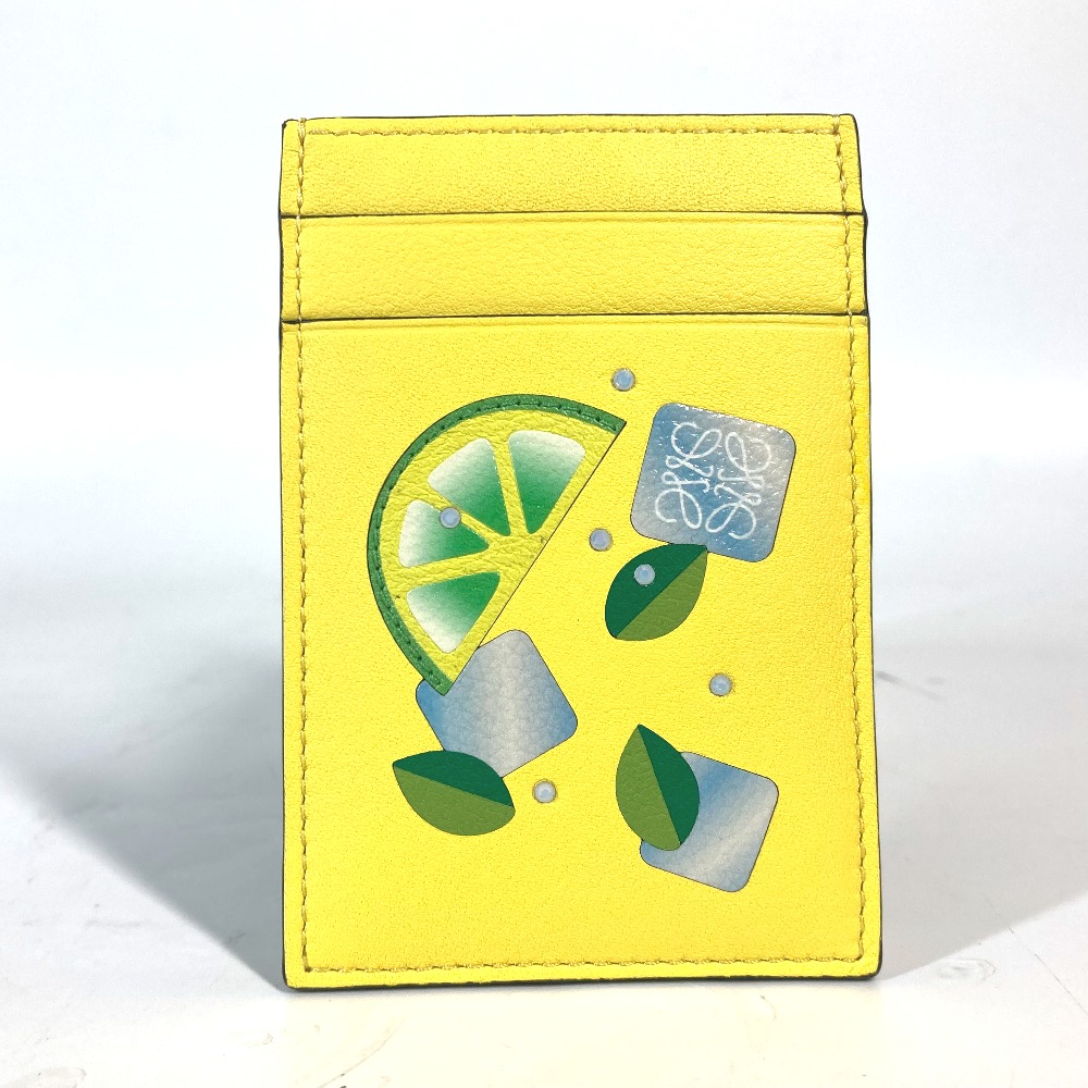 カードケース アナグラム ロゴ ストーン付き 縦型 名刺入れ パスケース レザー イエロー