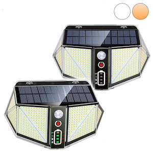 LEDセンサーライト ソーラーライト 410LED 3つの点灯モード 人感センサー 防水 2個セット