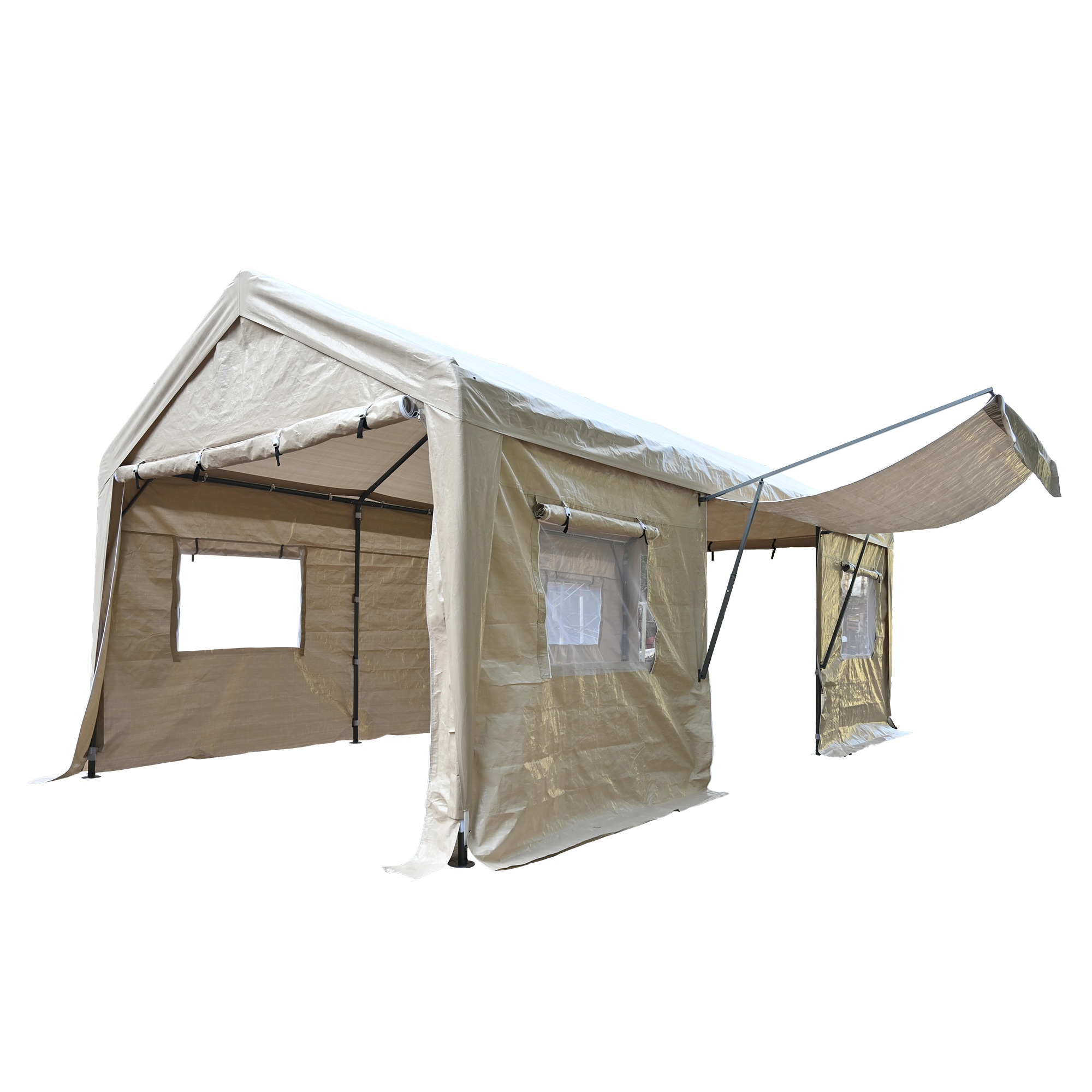 【送.料.無.料！】【国内発送】【UV·防水上開きドア】テント車庫テント3×6mガレージテントガレージテントUVカーポート大型軽自動車用車スチール製駐車頑丈仮設倉庫タープテント【ベージュ】35 44,330円