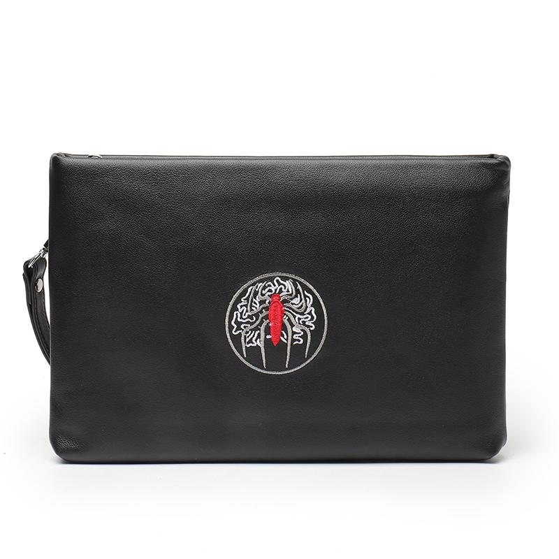 本革 クラッチバッグ ソフトレザー バッグ ビジネス クラッチバッグ スパイダー 刺繍 型押し 龍 ドラゴン柄 最上層 牛革 カジュアル ハンドバッグ