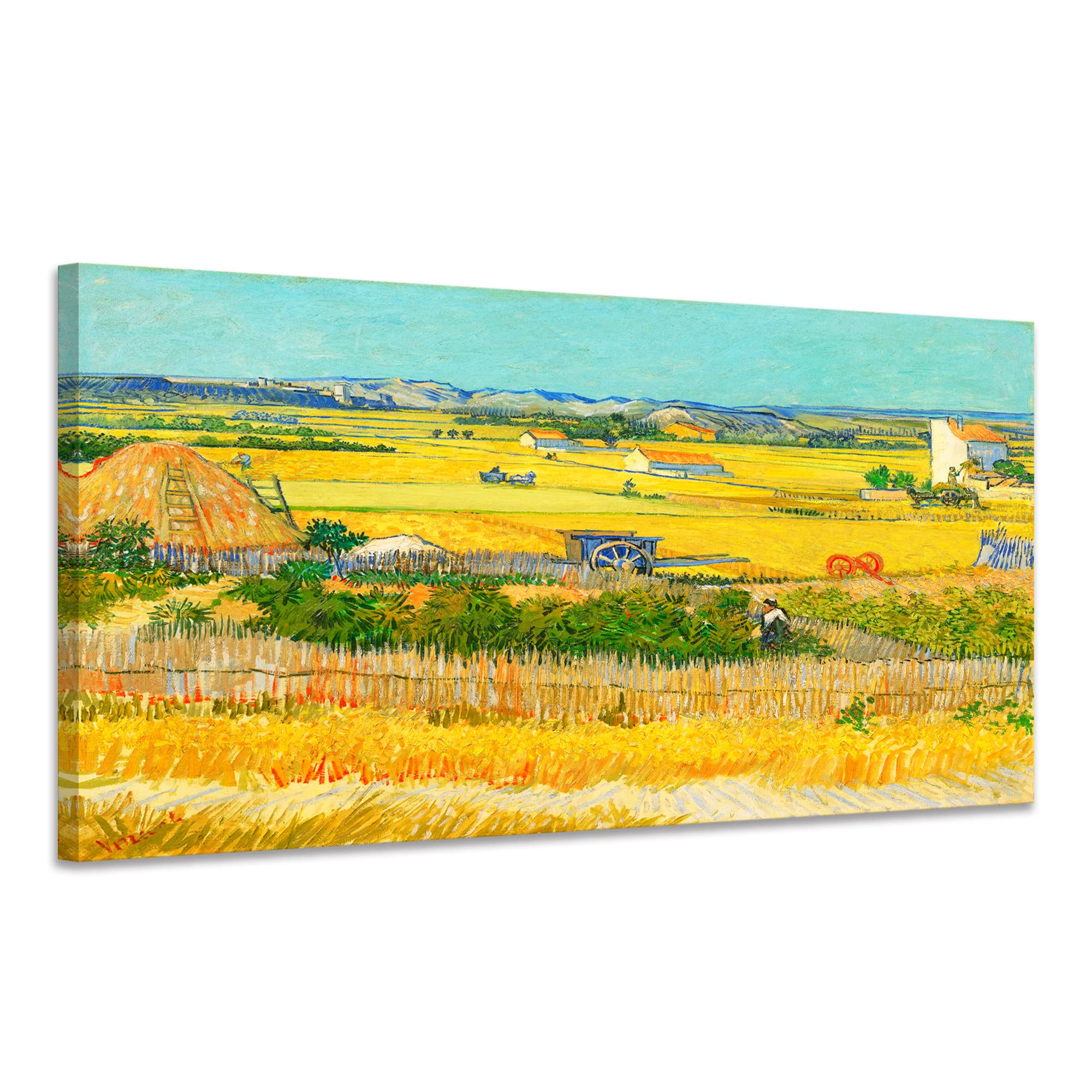 アートパネル ゴッホ 麦畑 油絵 絵画 黄色 アートポスター インテリア 壁掛け絵画 現代 パネル 風景画 写真 装飾画 壁掛け 贈り物 部屋 玄関 木枠付きの完成品(40x80cm x1Pcs)