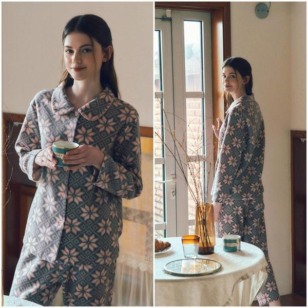 プラス パジャマ ノルディック捺染 女性パジャマセット VPA4557WSSG