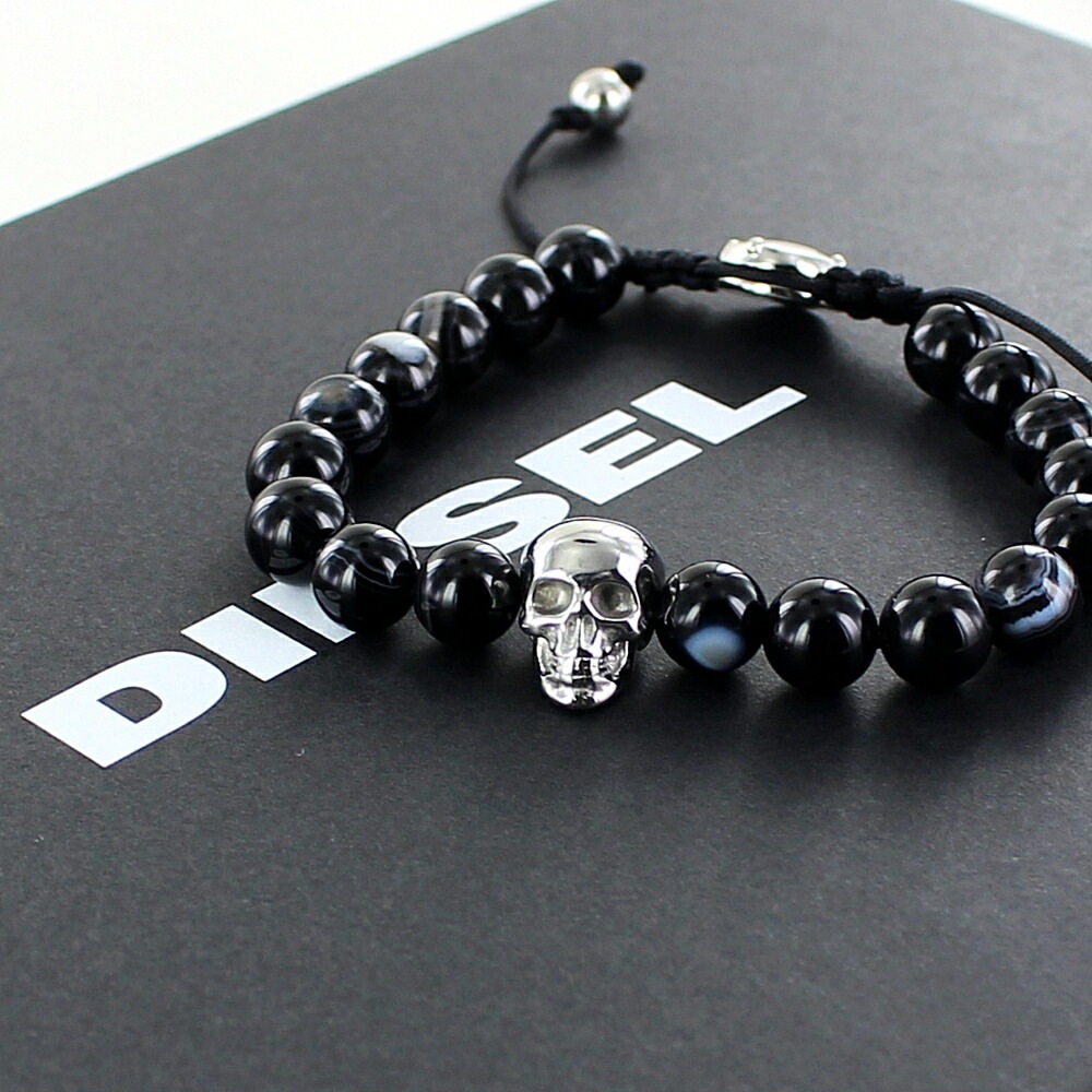 ディーゼル スカルブレスレット メンズ ブランド アクセサリー レディース ユニセックス ビーズ 数珠タイプ ブレスレット 彼氏 彼女 プレゼント 男性 女性 DIESEL ポイント消化
