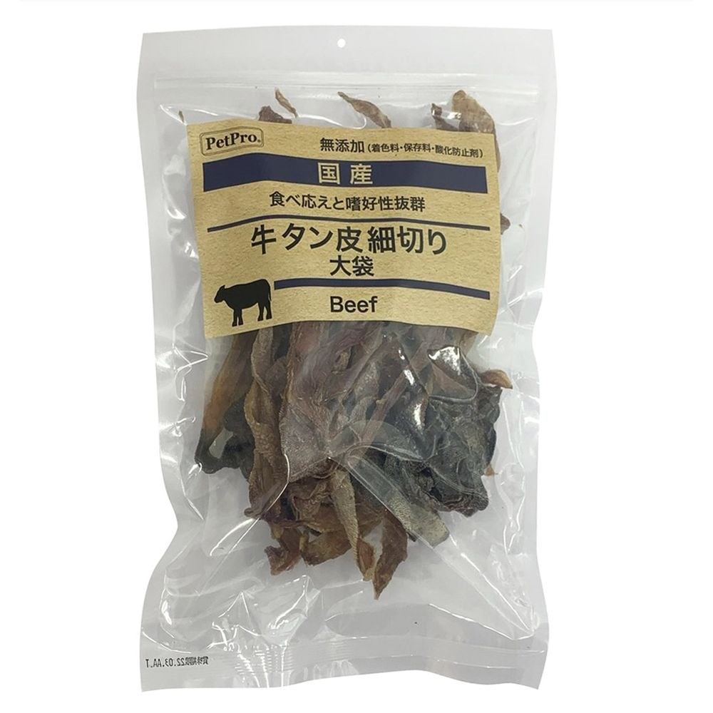 （まとめ買い）国産おやつ 無添加 牛タン皮細切り 大袋 140g 犬用おやつ [x3]