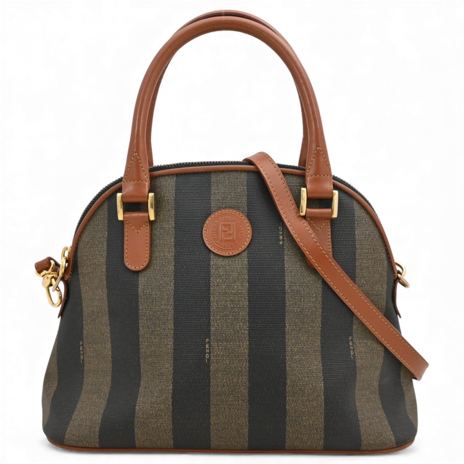 フェンディ ペカン ハンドバッグ 2WAY ストライプ Bランク fe4141gg