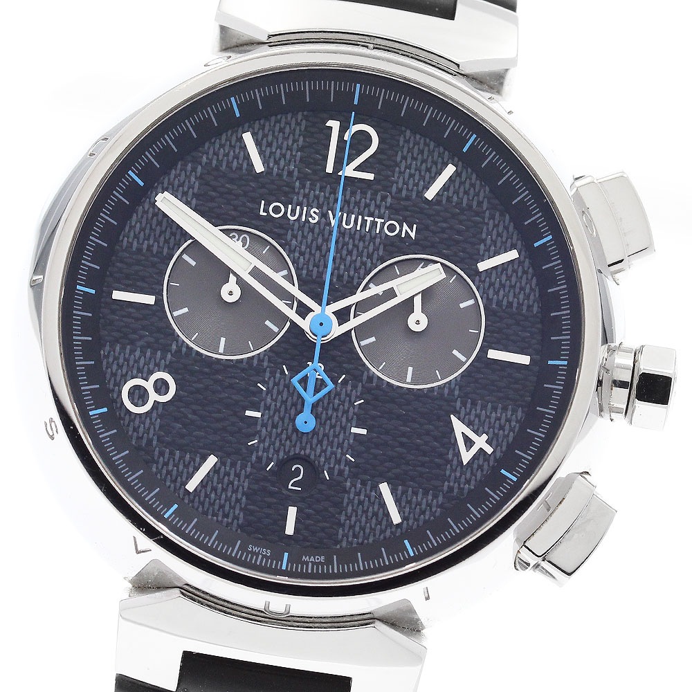 ルイ・ヴィトン LOUIS VUITTON QA094 タンブールGM ダミエ グラフィット クロノグラフ クォーツ メンズ _905856【中古】