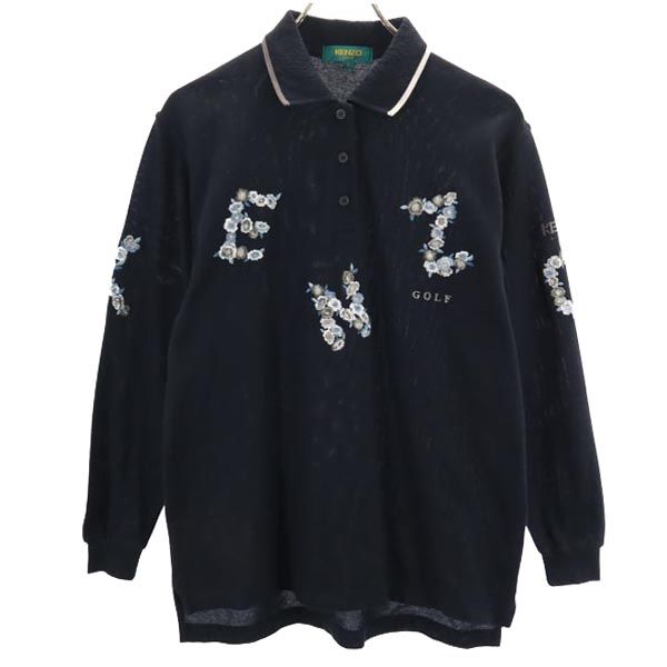 ケンゾーゴルフ 90s オールド 長袖 ポロシャツ 2 ネイビー KENZO GOLF レディース