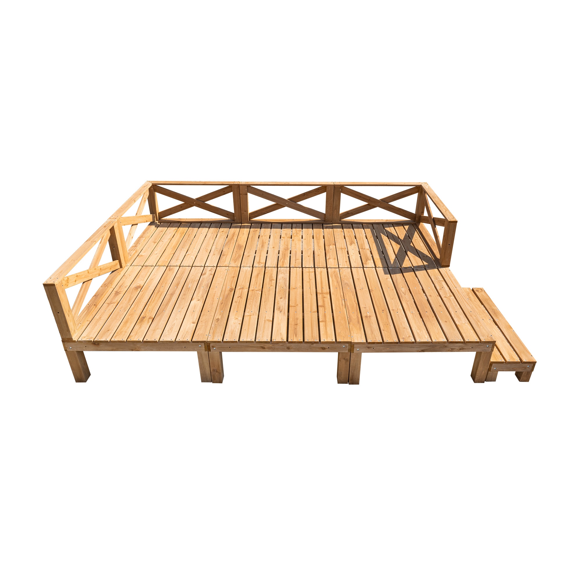 ウッドデッキ 天然木 キット 13点セット 自由な組み合わせ ウッドパネル 家具ガーデンファニチャーバルコニー ベランダ 踏み台付 北欧 キットウッド 新生活【ナチュラル】