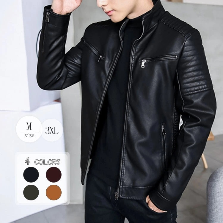 大流行のライダースジャケット メンズ ジャケット レザージャケット 革ジャン ブルゾン アウター スリムジャケット ショート丈 ファッション ライダースジャケット メンズ ジャケット レザージャケット 5,466円