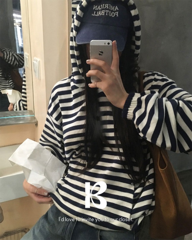 [本日出発][25F/W NEW] フィクション ストライプ パーカー